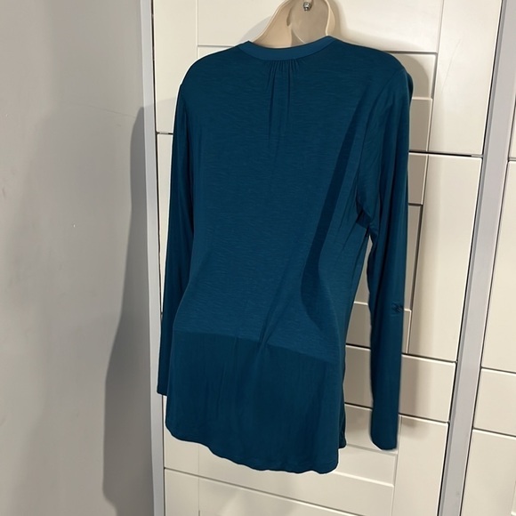 Dalia dark turquoise top. Long sleeve. Small. Pleating. - Picture 3 of 5